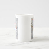 レトロビンテージクリスマスサンタトナカイティーカップ ボーンチャイナマグカップ (正面)