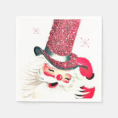 レトロビンテージクリスマスサンタホリデーナプキンス スタンダードカクテルナプキン (正面)