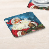レトロビンテージクリスマスサンタホリデーパーティー ペーパーコースター (アングル)