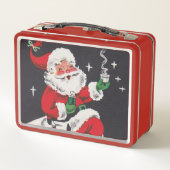 レトロビンテージクリスマスサンタホリデー メタルランチボックス (裏面)