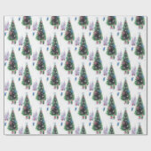 レトロビンテージクリスマスツリーパーティーラップ ラッピングペーパー (フラット)