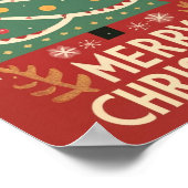 レトロビンテージクリスマスツリー伝統的デザイン ポスター (角)