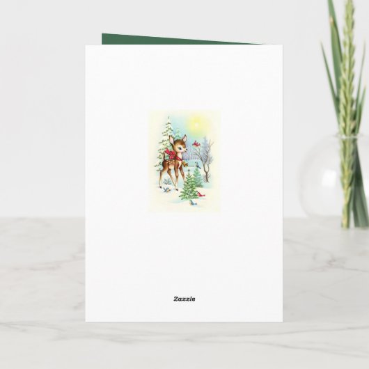 レトロビンテージクリスマスディアホリデーグリーティングカード シーズンカード (裏面)