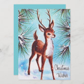 レトロビンテージクリスマスディアー追加メッセージカード シーズンカード (正面/裏面)