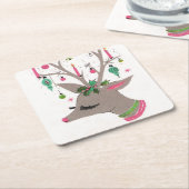 レトロビンテージクリスマストインデアパーティーコースター スクエアペーパーコースター (アングル)