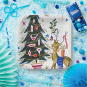 レトロビンテージクリスマストインデナーとツリーパーティー ペーパープレート (パーティー)