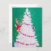 レトロビンテージクリスマストインデナーツリーハガキ シーズンポストカード (正面/裏面)