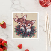 レトロビンテージクリスマストインデナーホリデイ スタンダードカクテルナプキン (インサイチュ)