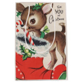 レトロビンテージクリスマストインデナーホリデイ ミディアムペーパーバッグ (正面)