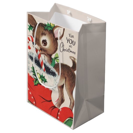 レトロビンテージクリスマストインデナーホリデイ ミディアムペーパーバッグ (裏面アングル)