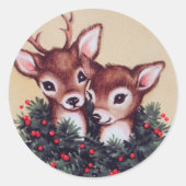 レトロビンテージクリスマストインデナーホリデイ ラウンドシール (正面)