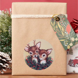 レトロビンテージクリスマストインデナーホリデイ ラウンドシール