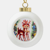レトロビンテージクリスマストナカイホリデー セラミックボールオーナメント (正面)