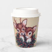 レトロビンテージクリスマストナカイホリデー  紙コップ (正面)