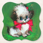 レトロビンテージクリスマスパピーパーティー紙コースター ペーパーコースター (正面)