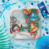 レトロビンテージクリスマスファームパーティープレート ペーパープレート (パーティー)