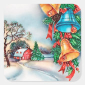 レトロビンテージクリスマスファームホリデーシール スクエアシール (正面)