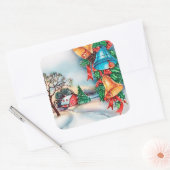 レトロビンテージクリスマスファームホリデーシール スクエアシール (封筒)