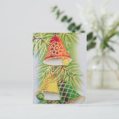 レトロビンテージクリスマスベルズホリディハガキ シーズンポストカード (スタンド正面)