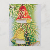 レトロビンテージクリスマスベルズホリディハガキ シーズンポストカード (正面)