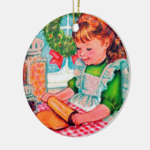レトロビンテージクリスマスベーキングガールオーナメント セラミックオーナメント (左)