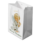 レトロビンテージクリスマスホリデーエンジェルパーティー ミディアムペーパーバッグ (裏面アングル)