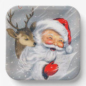 レトロビンテージクリスマスホリデーサンタトインデア ペーパープレート (正面)