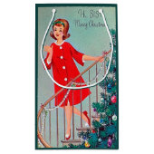 レトロビンテージクリスマスホリデーシスターバッグ スモールペーパーバッグ (裏面)