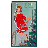 レトロビンテージクリスマスホリデーシスターバッグ スモールペーパーバッグ (正面)