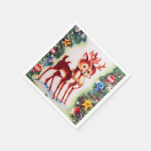 レトロビンテージクリスマスホリデートインデアパーティー スタンダードカクテルナプキン (角)