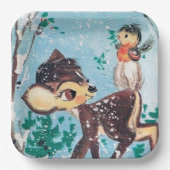 レトロビンテージクリスマスホリデートインデアパーティー ペーパープレート (正面)