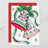 レトロビンテージクリスマスホリデーベルカード シーズンカード (正面/裏面)