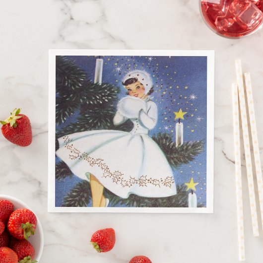 レトロビンテージクリスマスホリデーレディパーティーナプキン (インサイチュ)