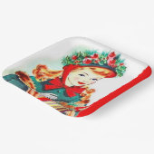 レトロビンテージクリスマスホリデーレディパーティーナプキン ペーパープレート (傾斜あり)