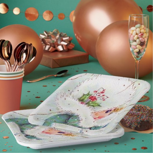 レトロビンテージクリスマスホリデーレディパーティー ペーパープレート (複数)