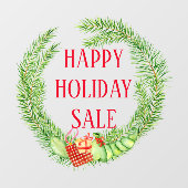 レトロビンテージクリスマスリース ハッピー ホリデーセール ウィンドウサイン (シート)