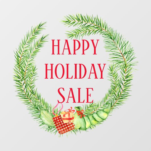 レトロビンテージクリスマスリース ハッピー ホリデーセール ウィンドウサイン (シート)