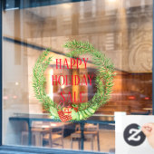 レトロビンテージクリスマスリース ハッピー ホリデーセール ウィンドウサイン (カフェ窓)
