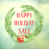 レトロビンテージクリスマスリース ハッピー ホリデーセール ウィンドウサイン (シート3)