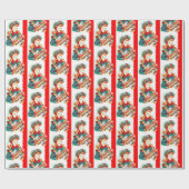 レトロビンテージクリスマスレディパーティーラップ ラッピングペーパー (フラット)