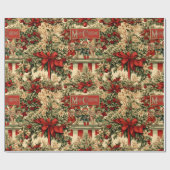 レトロビンテージクリスマス小妖精や小人オンザシェルフ ラッピングペーパー (フラット)