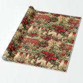 レトロビンテージクリスマス小妖精や小人オンザシェルフ ラッピングペーパー (アンロールド)