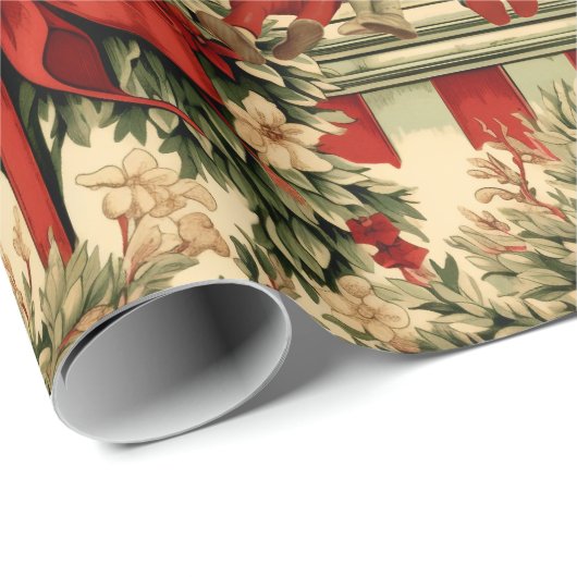 レトロビンテージクリスマス小妖精や小人オンザシェルフ ラッピングペーパー (ロールコーナー)