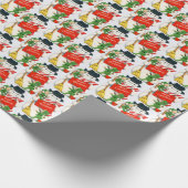 レトロビンテージクリスマス雪だるま小妖精や小人タイルパーティー ラッピングペーパー (角)