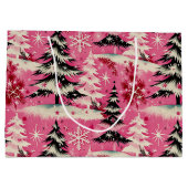 レトロビンテージクリスマス:1950年代のピンクのXmas ラージペーパーバッグ (裏面)