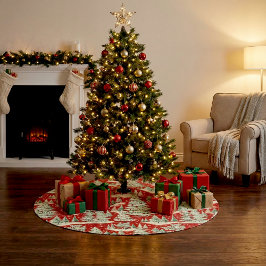 レトロビンテージ クリスマスの風景 ブラッシュドポリエステルツリースカート