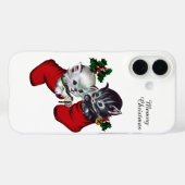 レトロビンテージ クリスマス猫 Case-Mate iPhoneケース (裏面 (横))