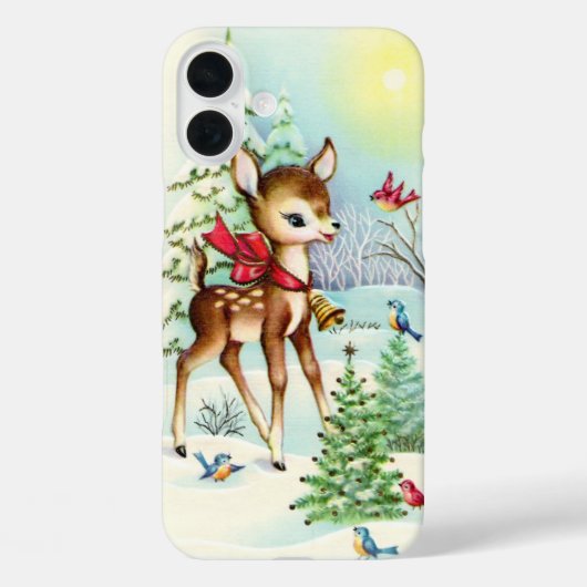 レトロビンテージ クリスマス シカ Case-Mate iPhoneケース (裏面)