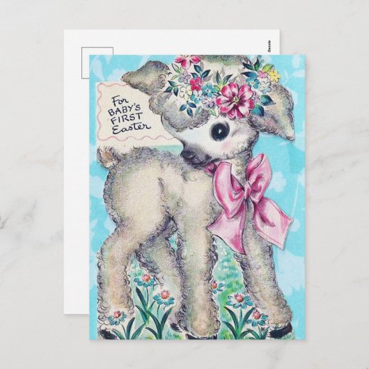レトロビンテージ 赤ちゃんの初めてのイースター ポストカード (正面/裏面)