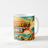 レトロビーチの夏の夕焼け コーヒーマグカップ (正面右)